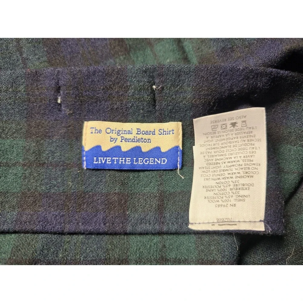 Pendleton Men's The Original Board Shirt Black Watch Tartan 100% Virgin Wool Med